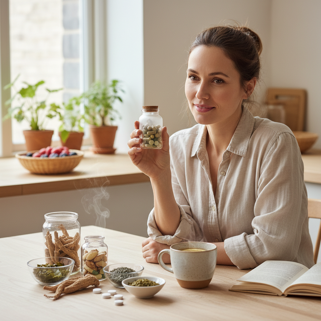 A close-up shot of a person's hand holding a single selenium supplement capsule, illustrating essential nutrient intake for thyroid health.